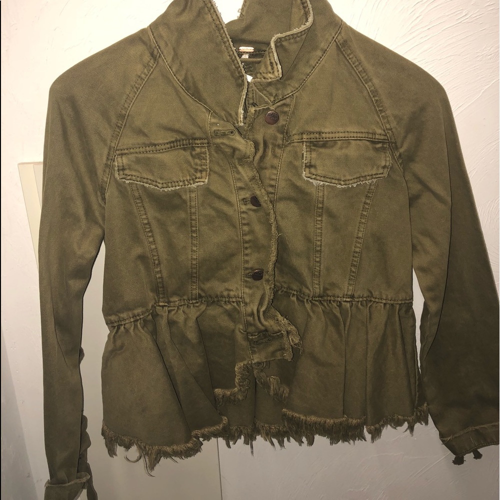 Free People never worn army green jacket